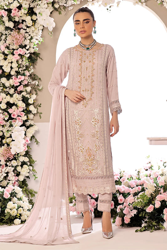 Asiyah-E-Bahar  Dusky Pink Embroidery Laced Suit