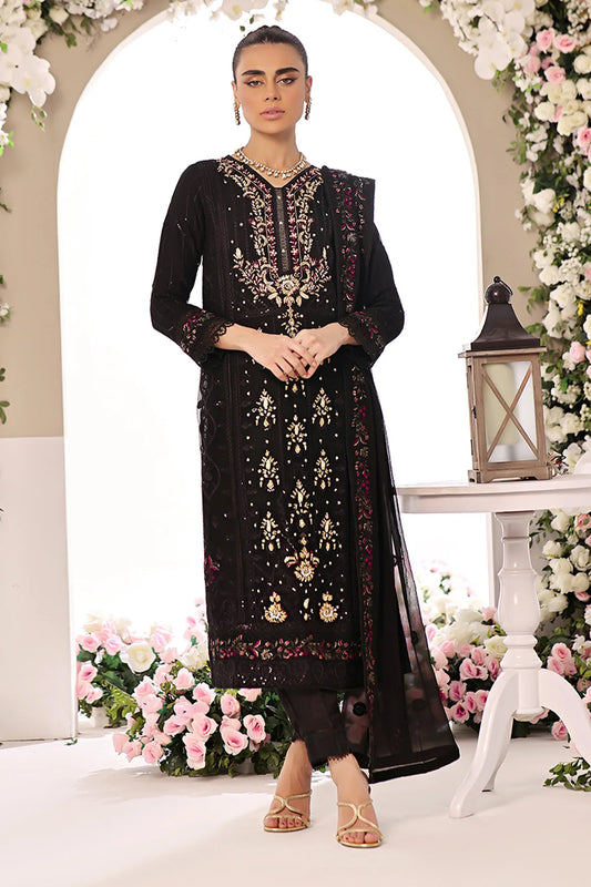 Asiyah-E-Bahar Black Embroidery Laced Suit