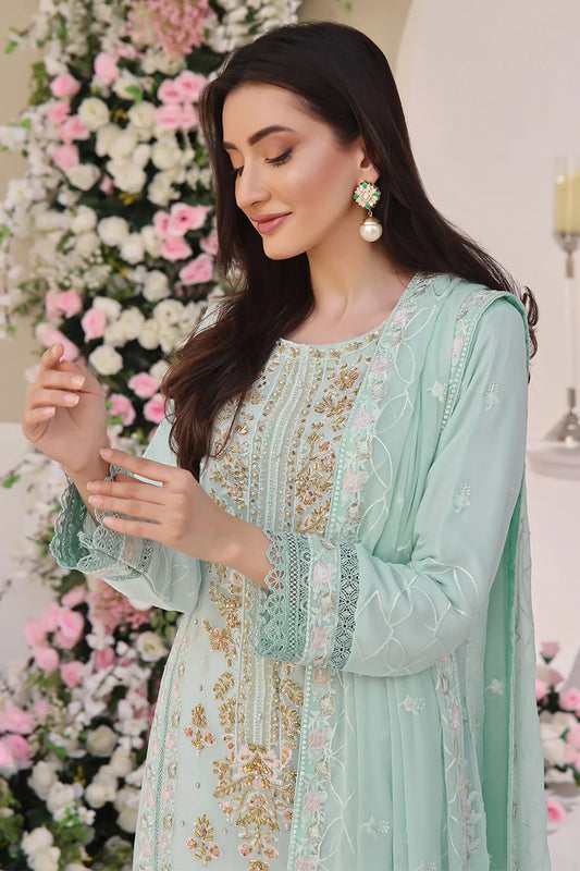 Asiyah-E-Bahar Mint Embroidery Laced Suit