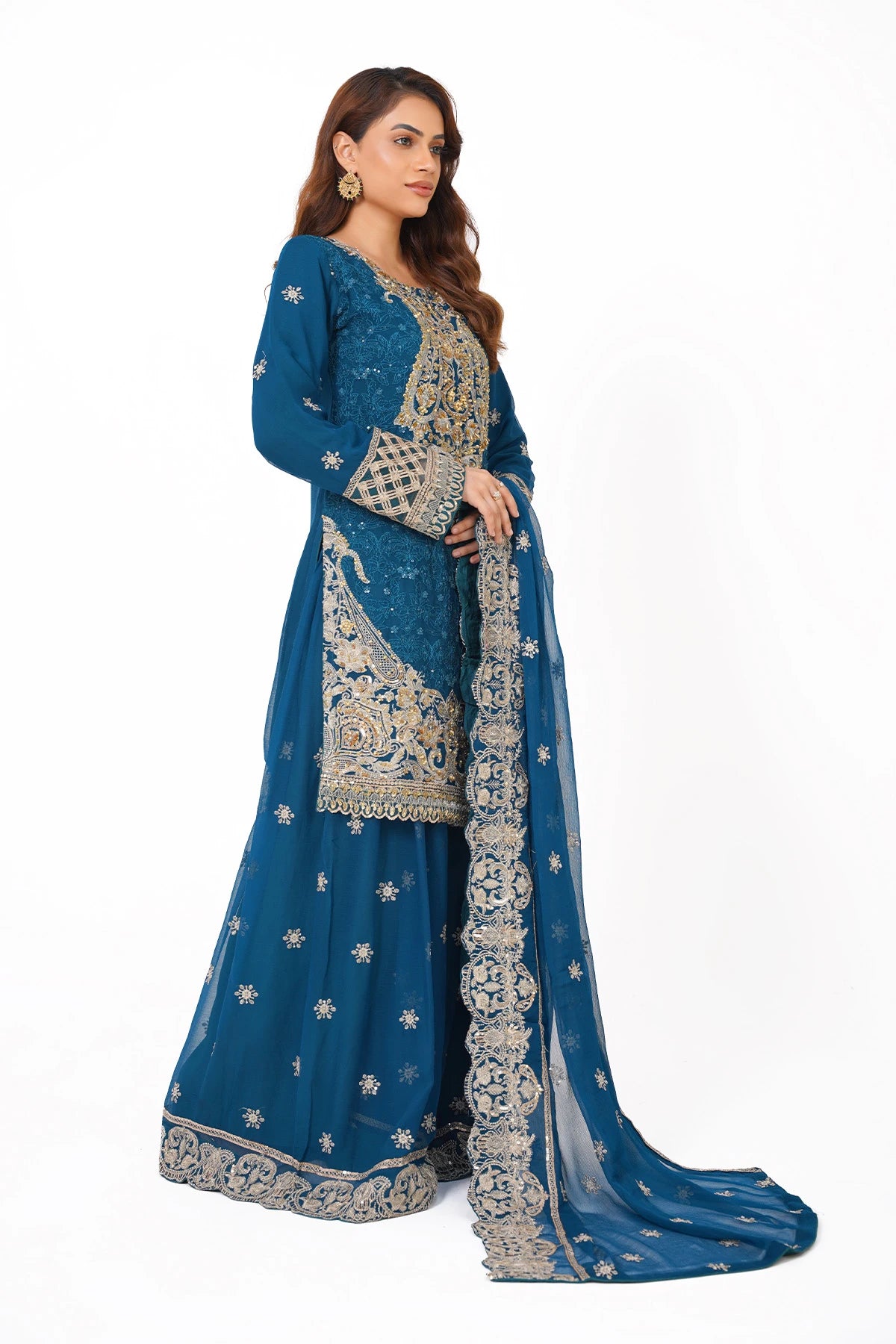 Light Blue Heavy Embroidered Kashif Collection