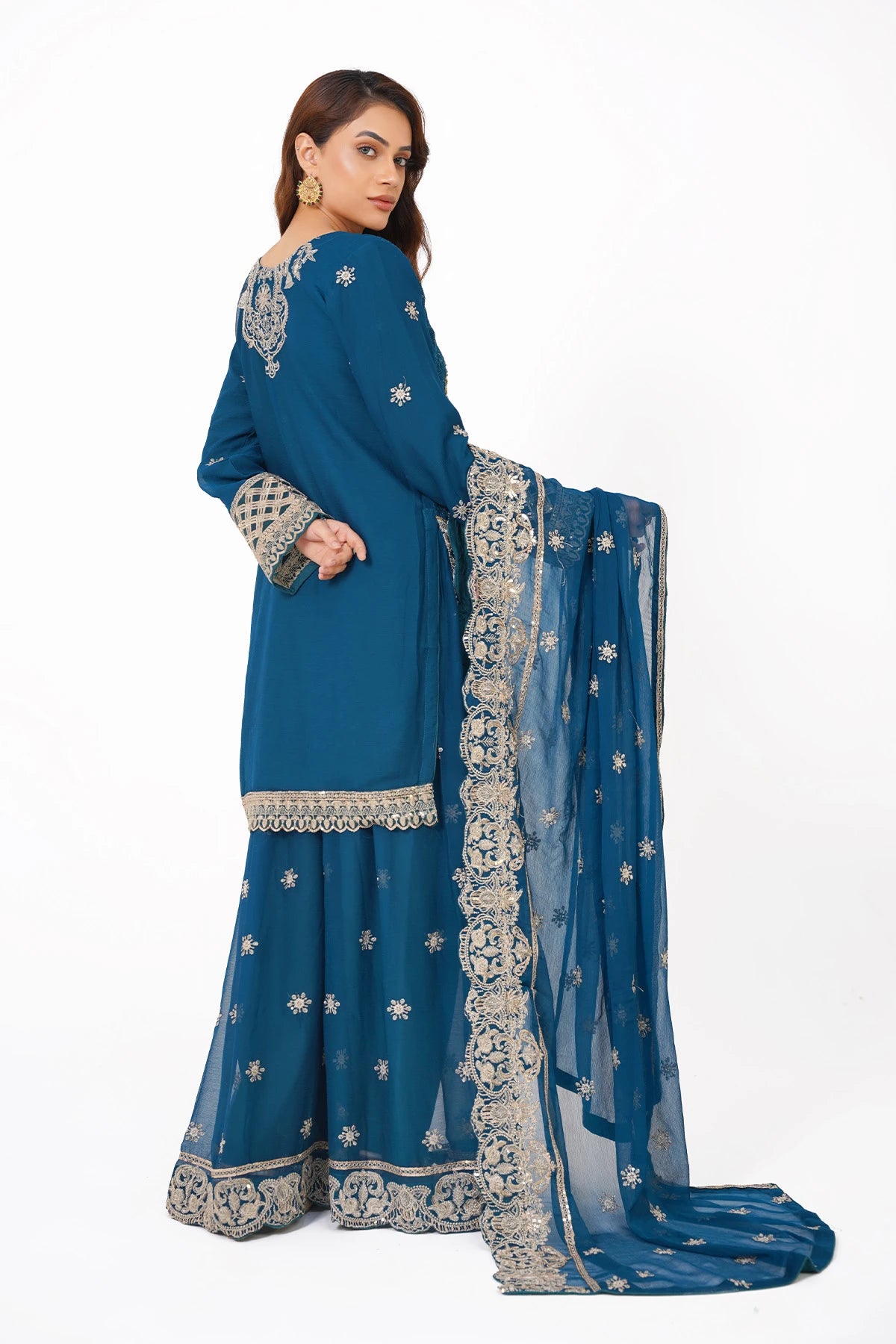 Light Blue Heavy Embroidered Kashif Collection