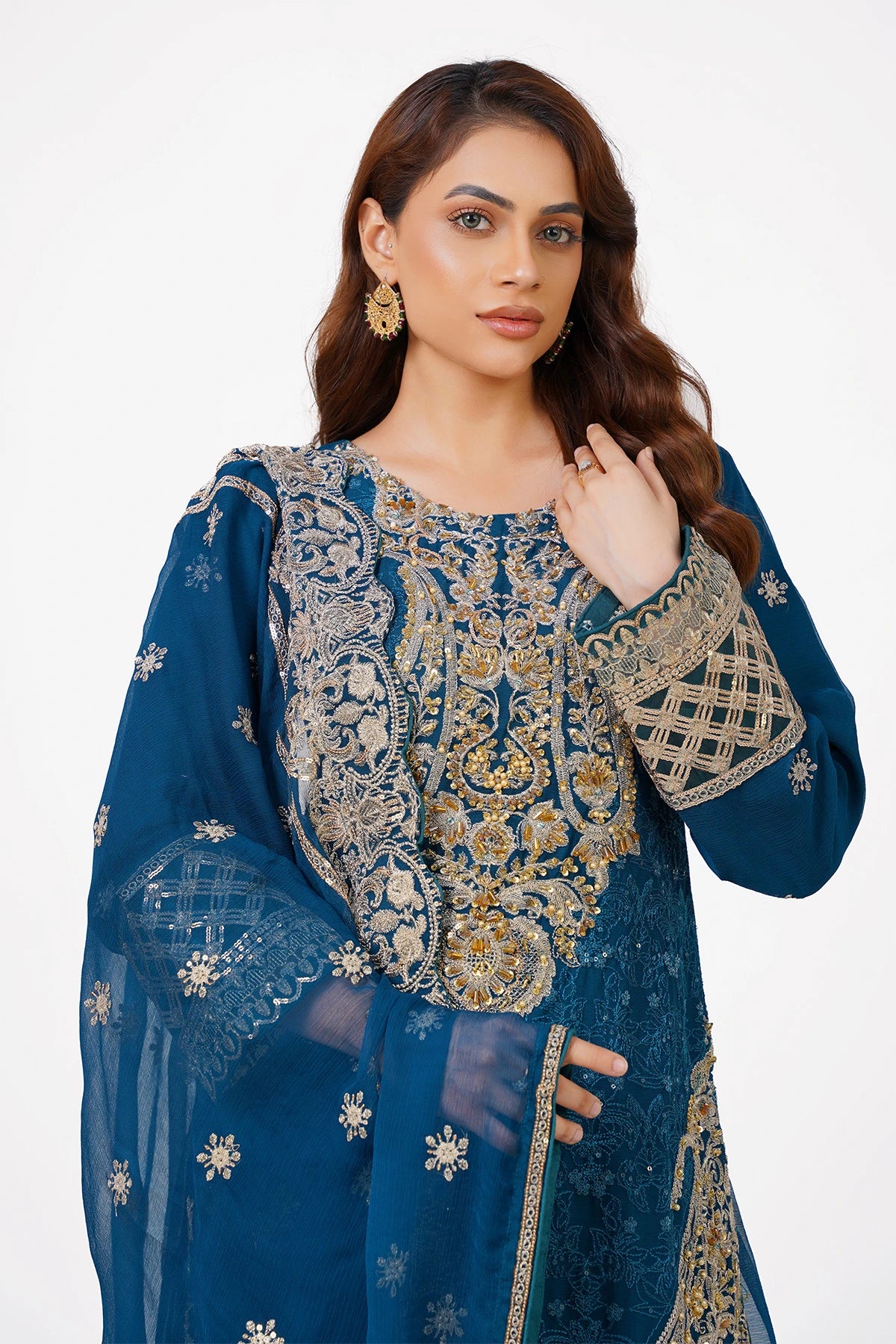Light Blue Heavy Embroidered Kashif Collection