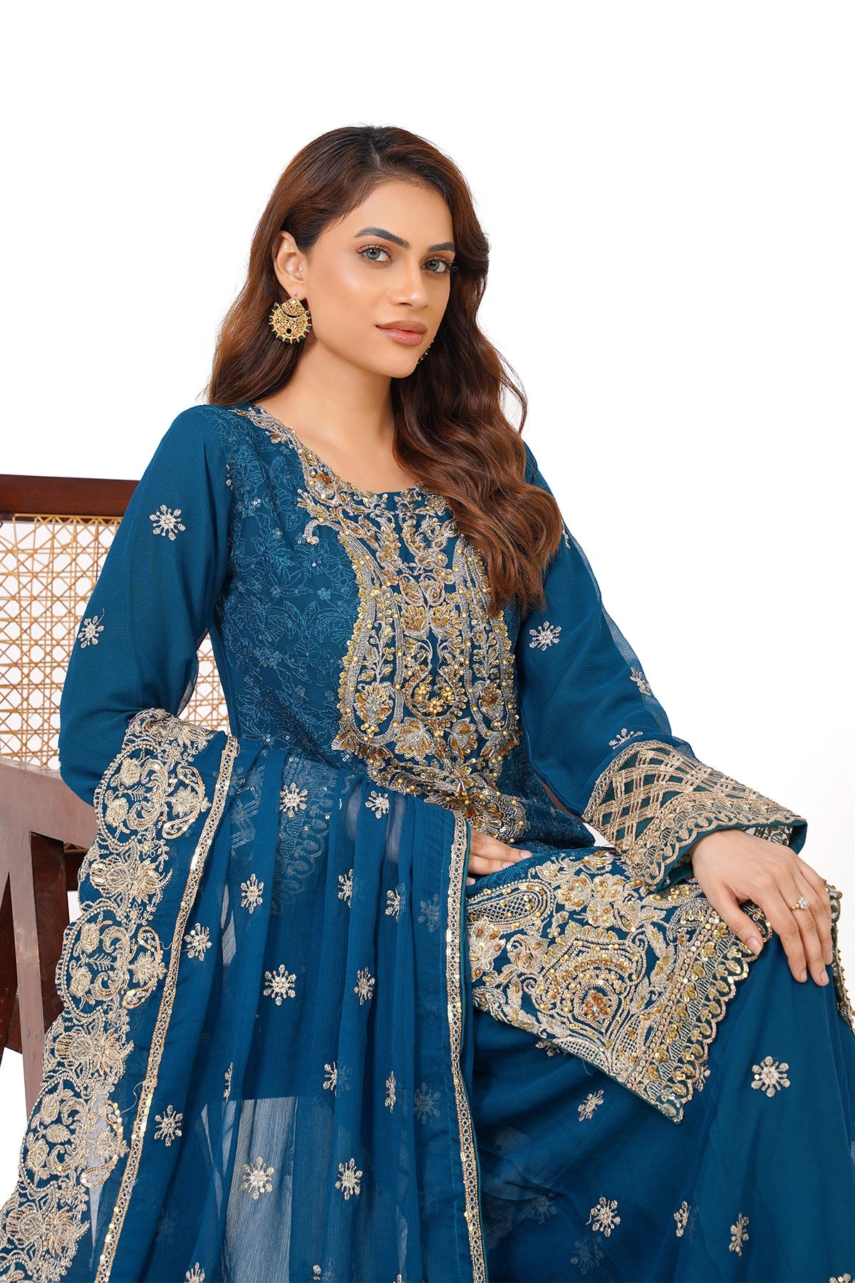 Light Blue Heavy Embroidered Kashif Collection