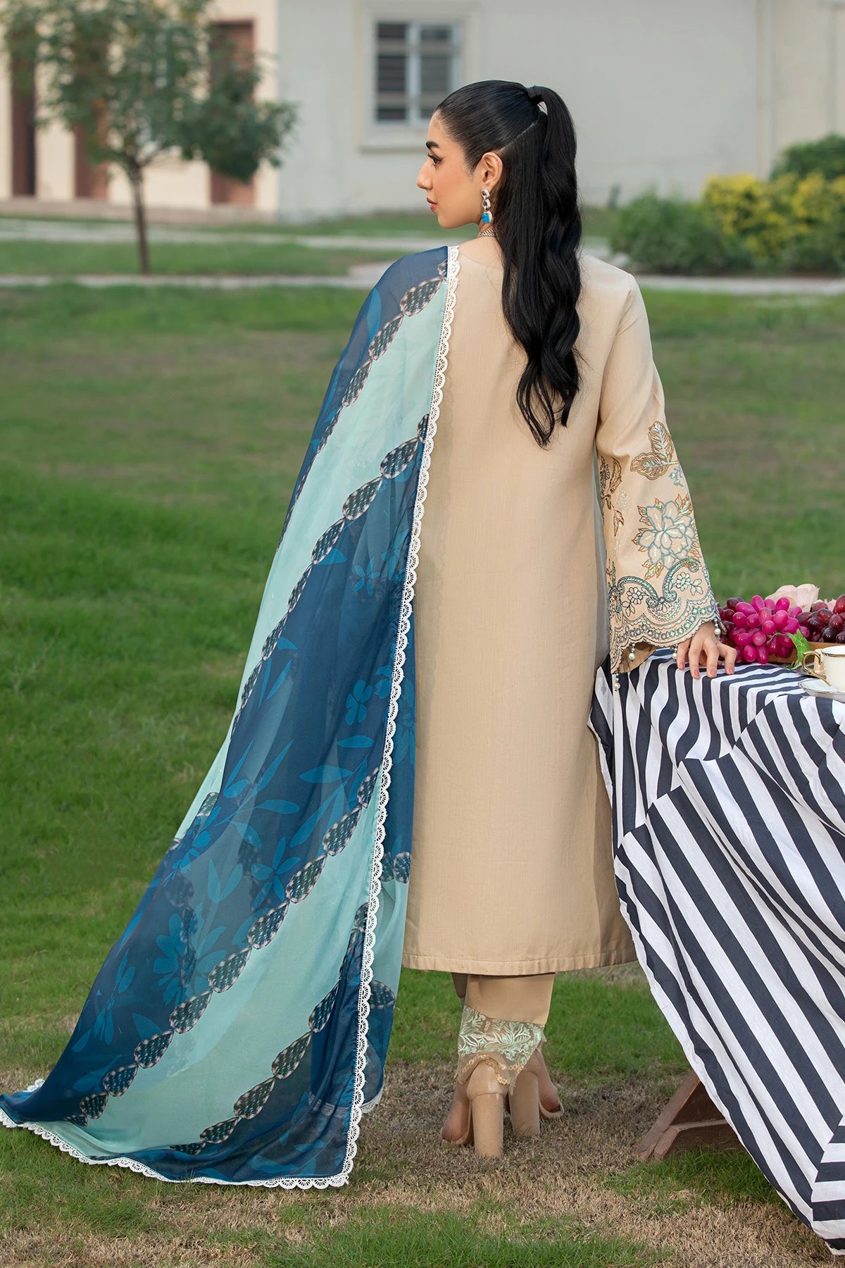 Prestine Blue Mehek Pearl Salwar Kameez