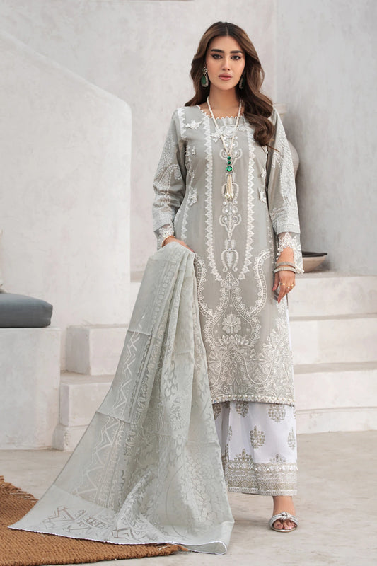 Grey Mehek 3D Flower Embroidered Palazzo Kameez Suit