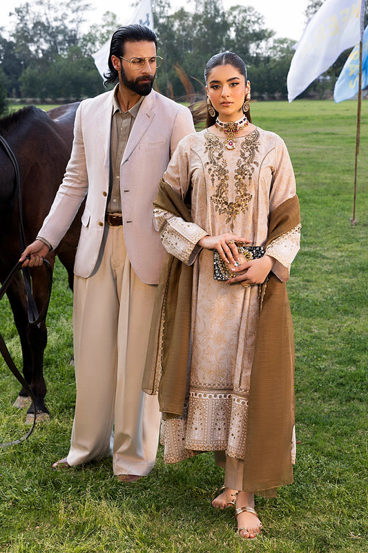 Khaki Frock Mehek Sequin Embroidered Suit
