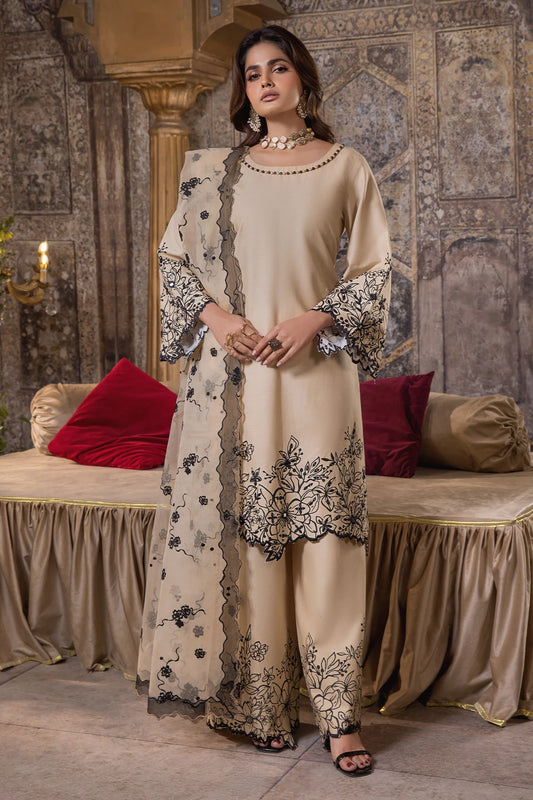 Coffee Nova Mehek Embroidered Trouser Kameez Suit