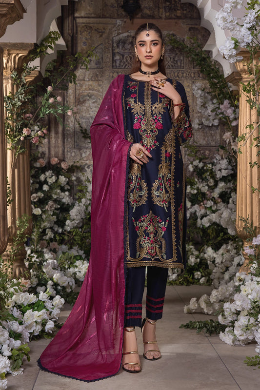 Crimson Blue Mehek Sequins Embroidered Trouser Kameez Suit