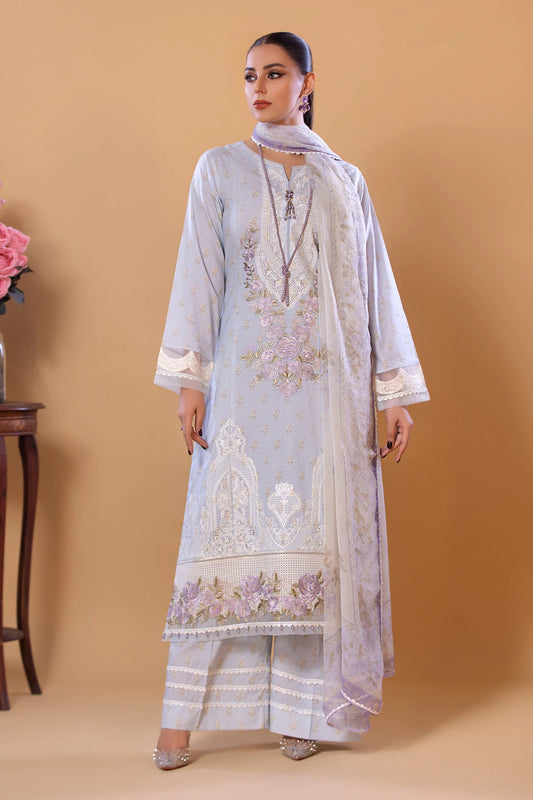 Light Blue Mehek Embroidered Palazzo Kameez Suit