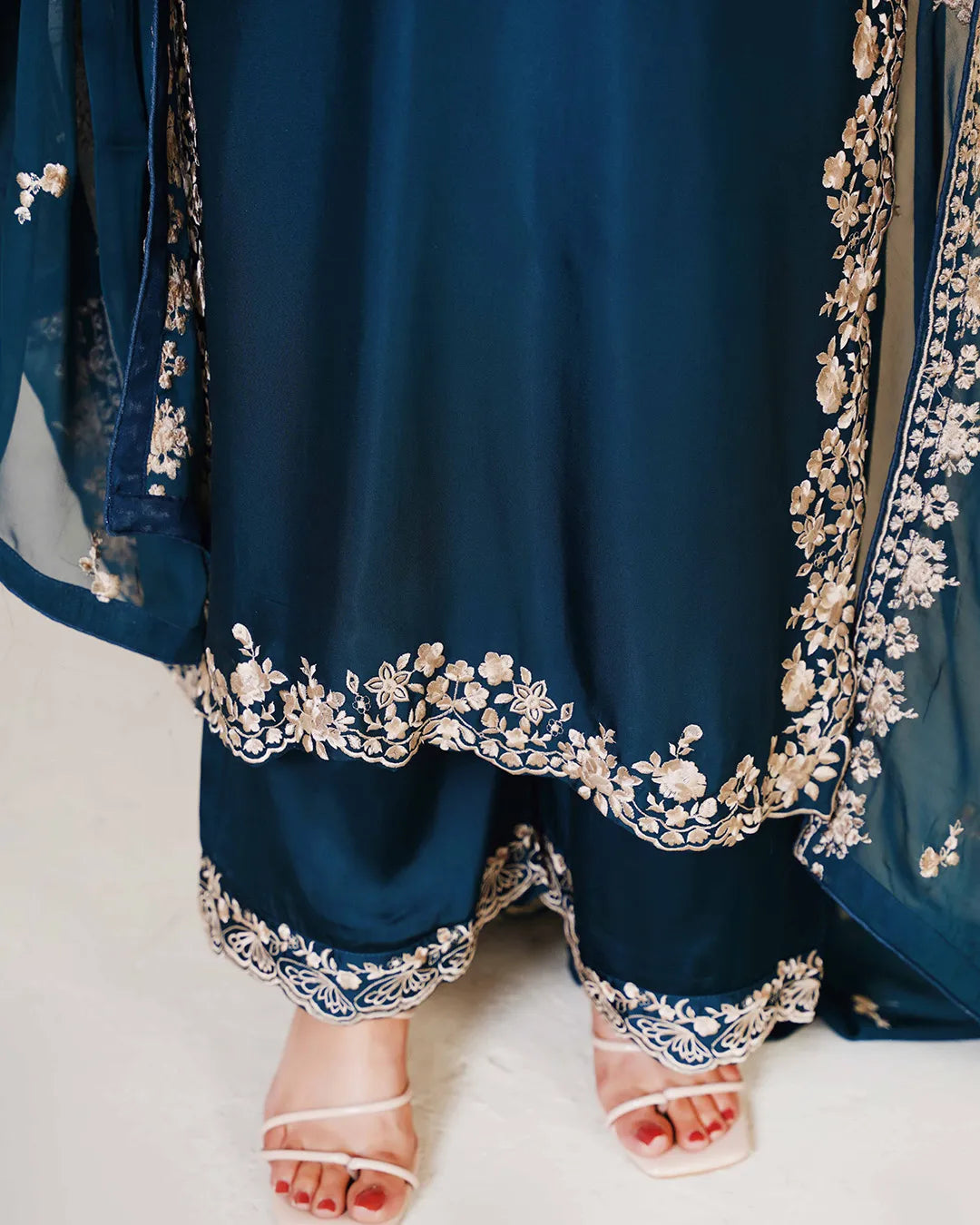 TEAL BLUE ZOYA HEAVY DESIGNER EMBROIDERD COLLECTION DNZ NO-1141