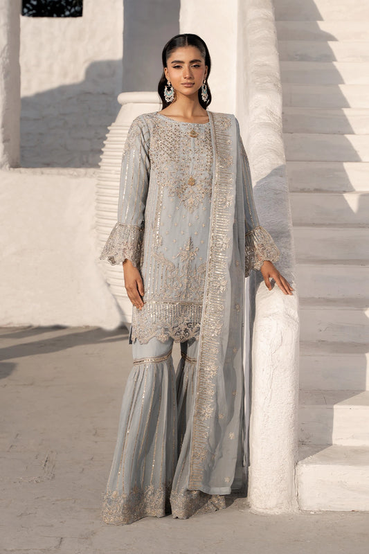 Vintage Powder Blue Safa Lace And Zari Embellished Suit-Design 06