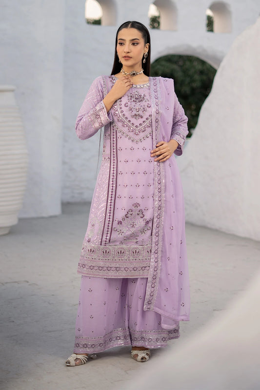 Festive Lilac Safa Sharara with Silver Embellishments-Design 5
