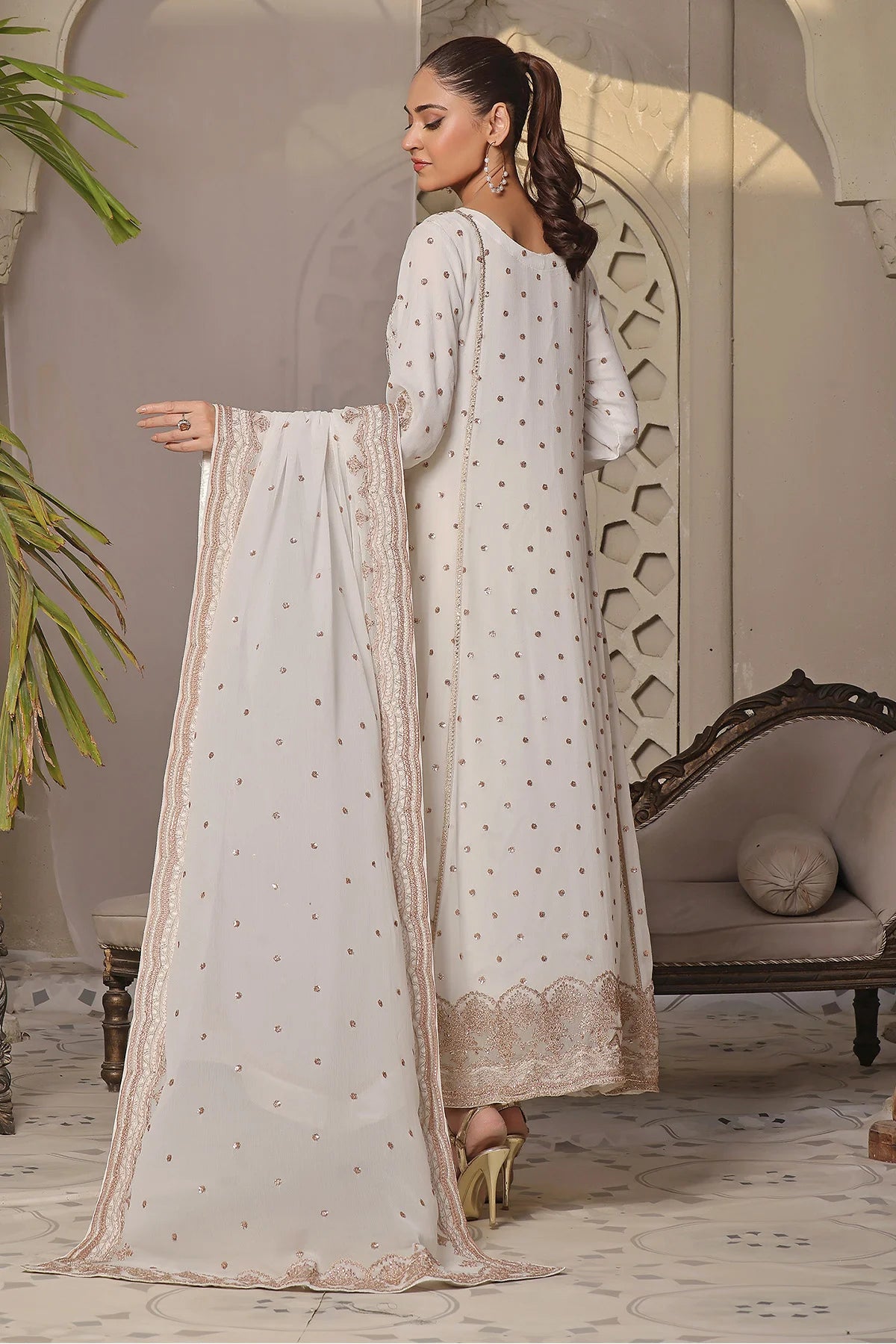 Haya Cream A-Line Anarkali Suit