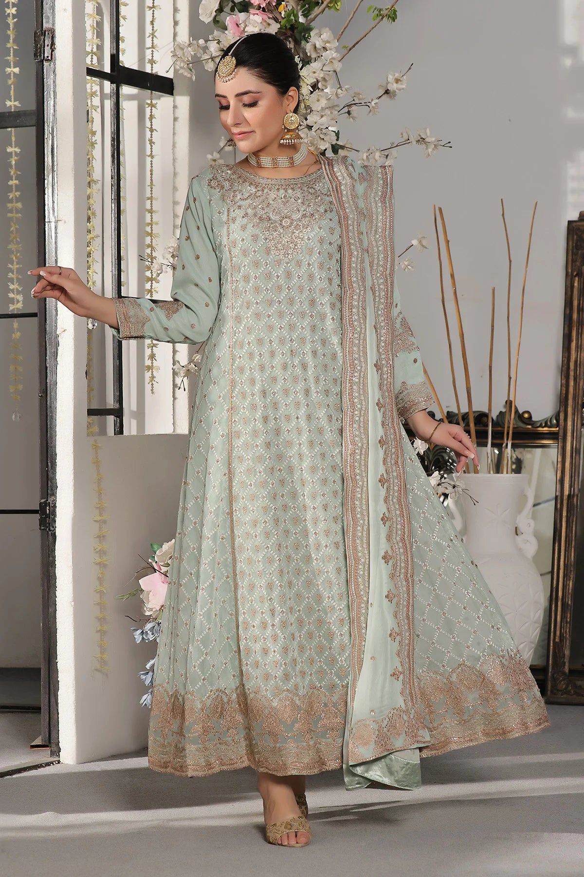 Haya Light Mint A-Line Anarkali Suit