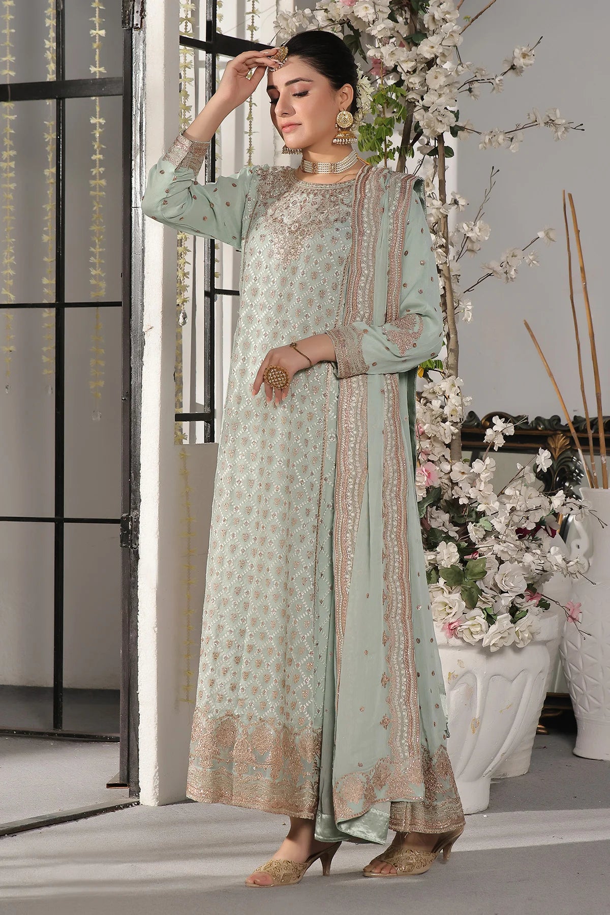 Haya Light Mint A-Line Anarkali Suit