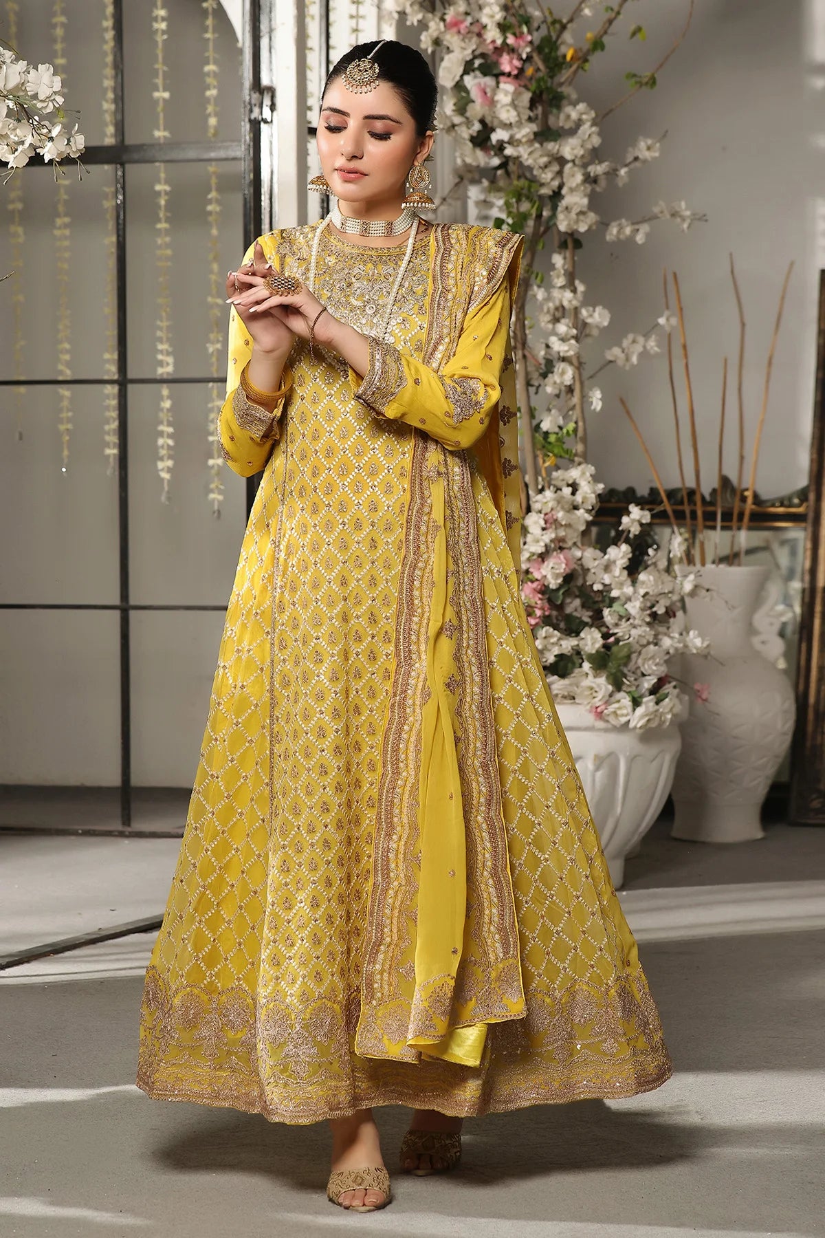 Haya Yellow A-Line Anarkali Suit
