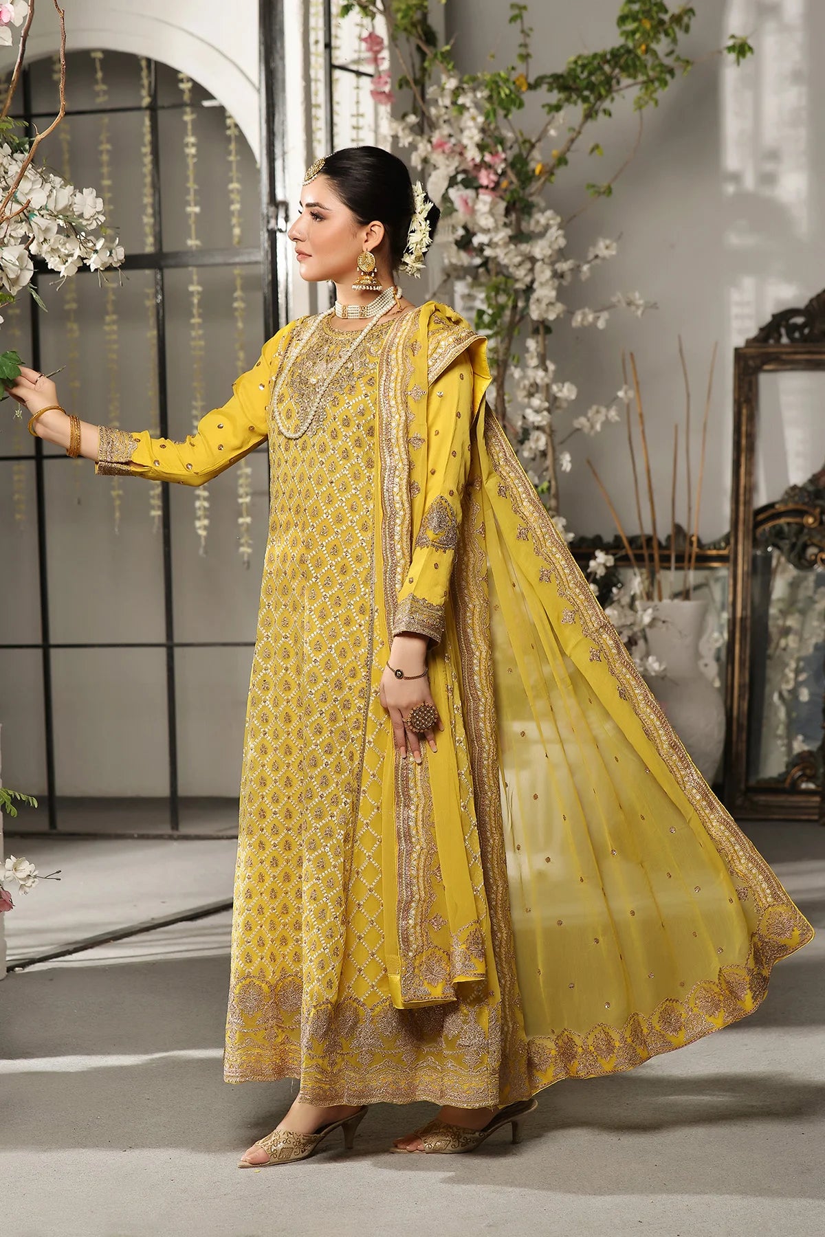 Haya Yellow A-Line Anarkali Suit