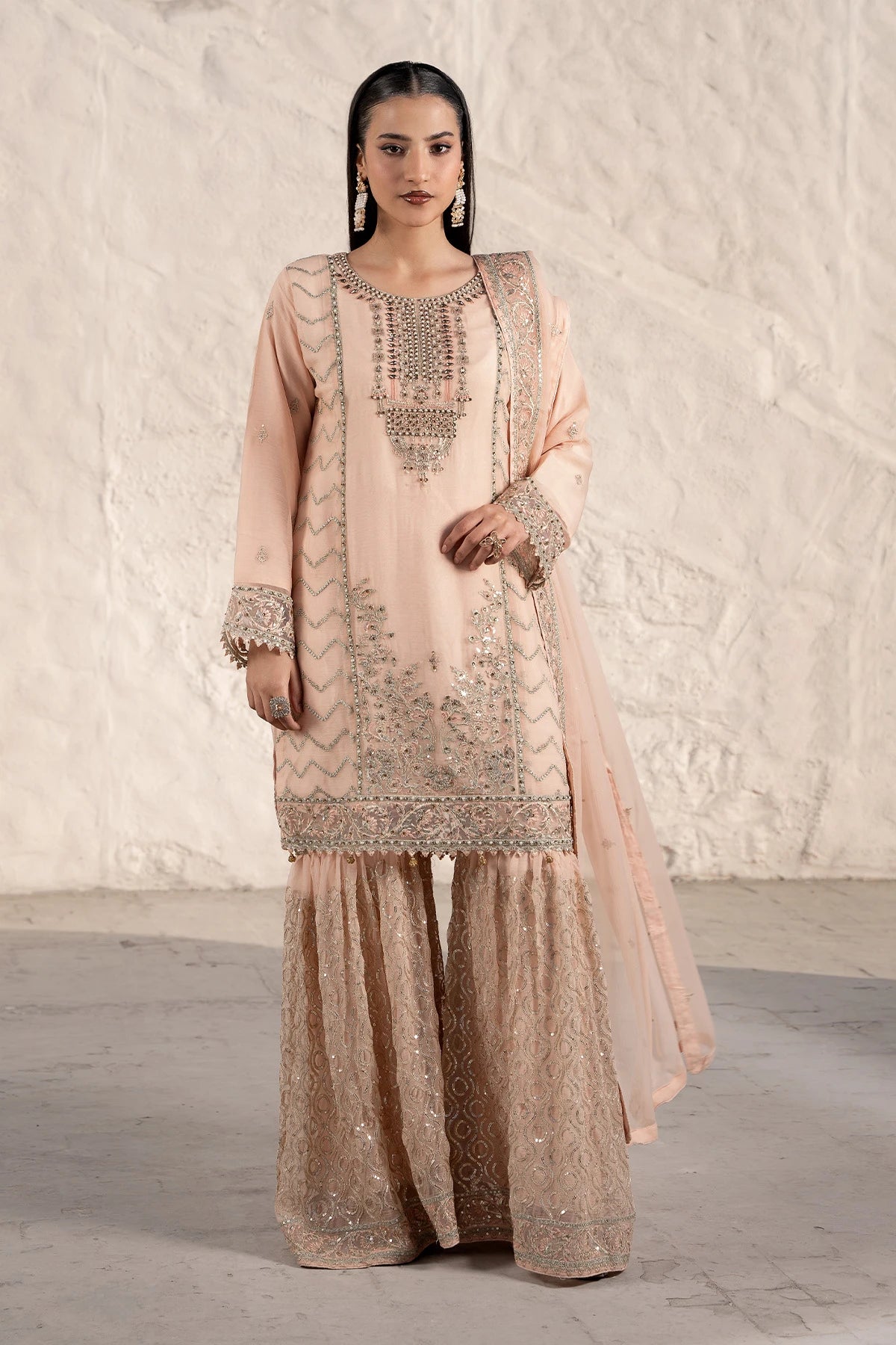 Elegant Embroidered Sharara Suit-Design 1