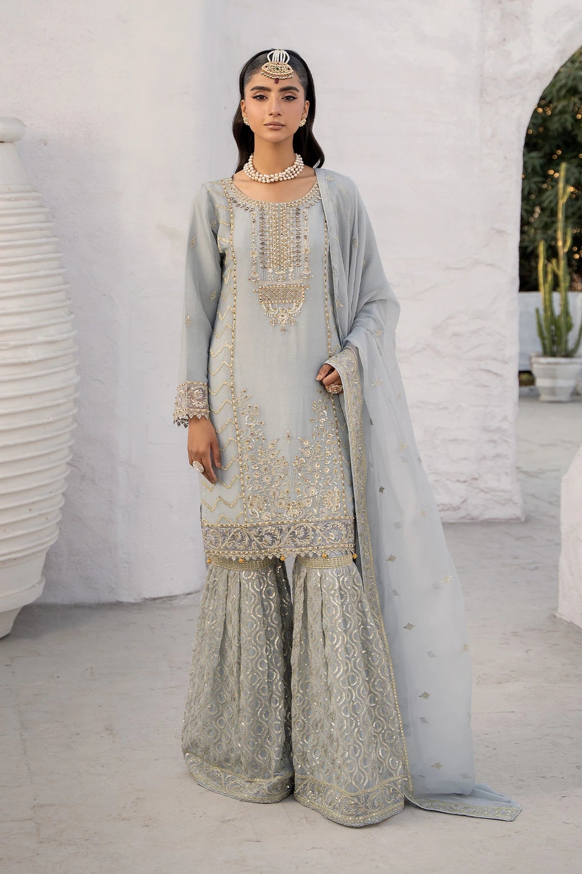 Elegant Embroidered Sharara Suit-Design 1