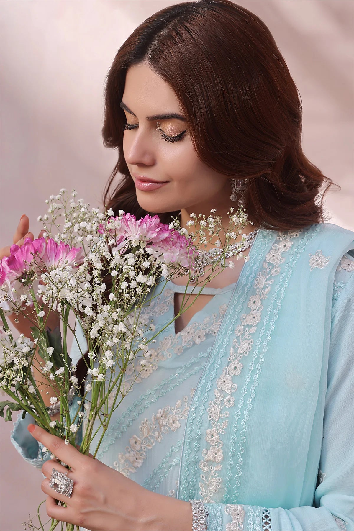 Haya Ice Blue Salwar Kameez