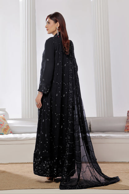 Alina Black Front Cut Chikankari Anarkali Suit