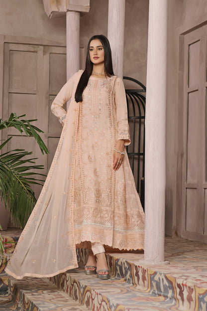 Alina Light Peach Embroidered Anakarli Suit