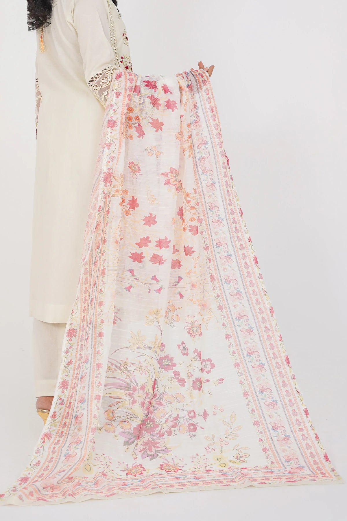 Cream Laiba Cotton Blossom Suit