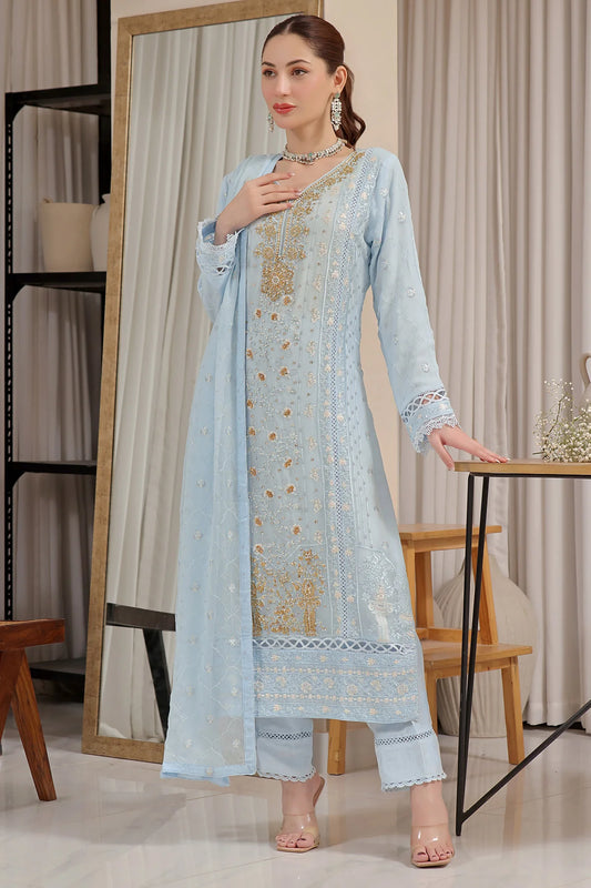Ice Blue Hania Heavy Embroidery Salwar Kameez