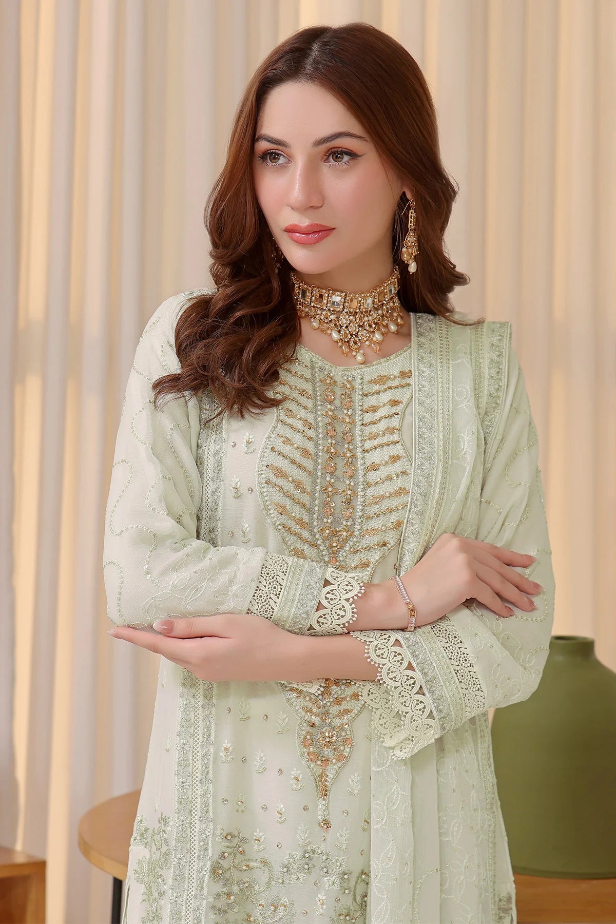 Light Mint Hania Sequin Beadwork Salwar Kameez