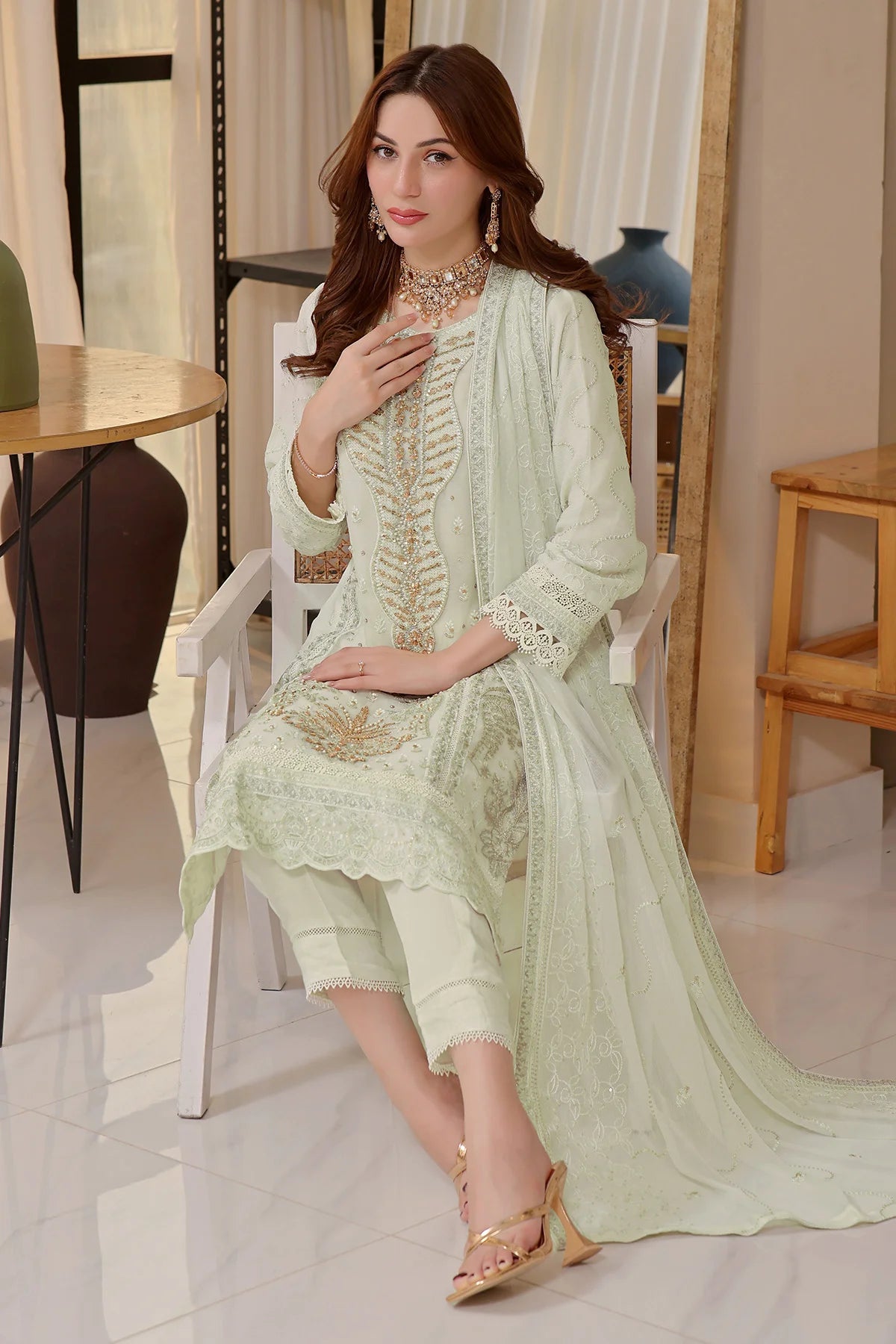 Light Mint Hania Sequin Beadwork Salwar Kameez