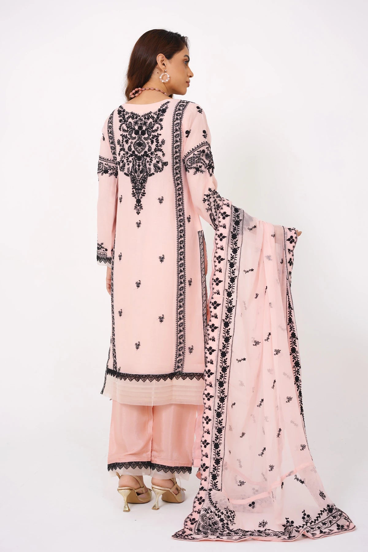 Peach Chikankari Kashif Salwar Kameez Suit