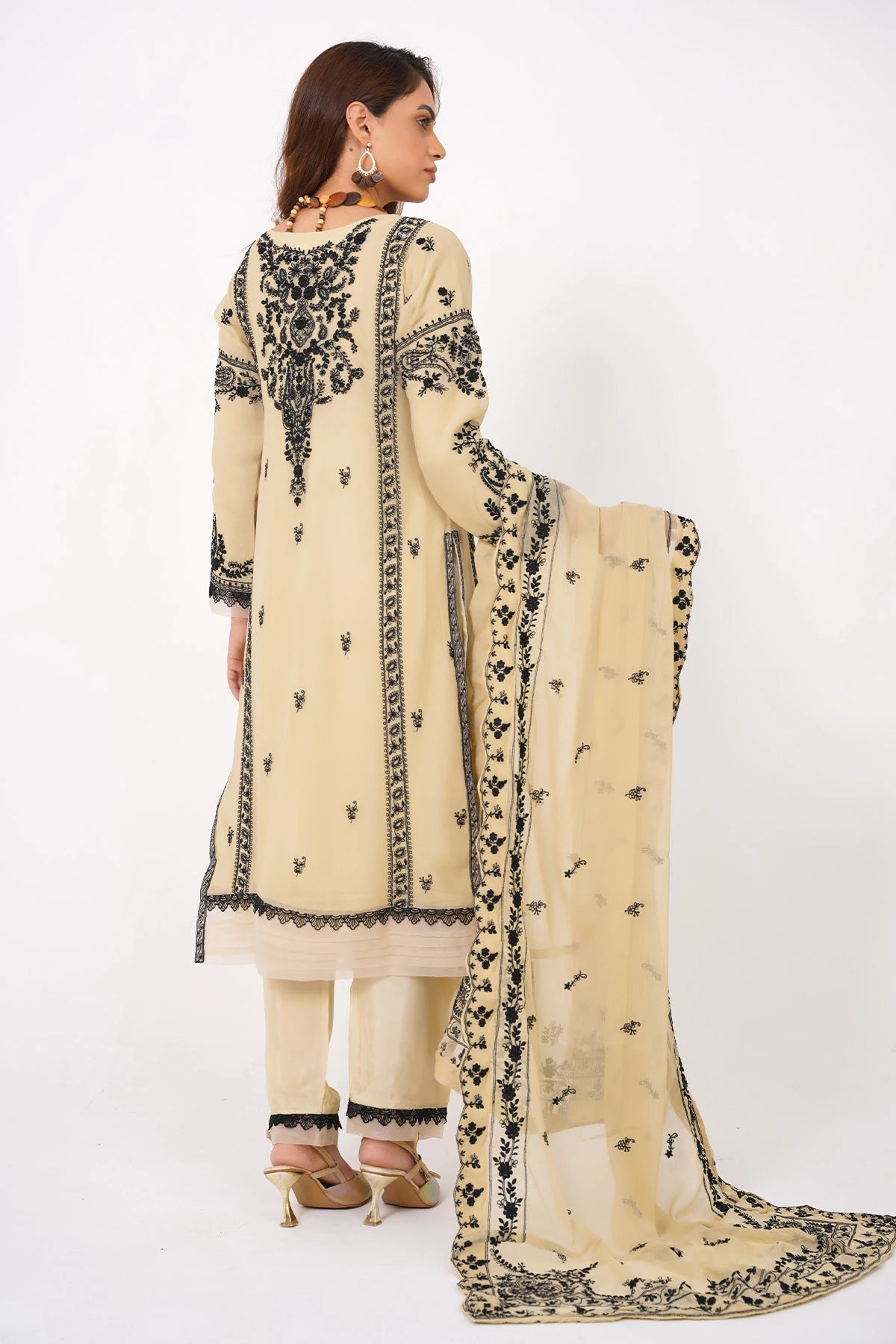 Khaki Chikankari Kashif Salwar Kameez Suit