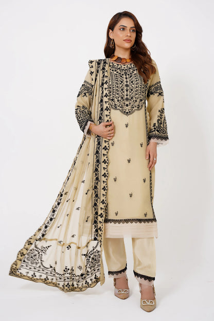 Khaki Chikankari Kashif Salwar Kameez Suit