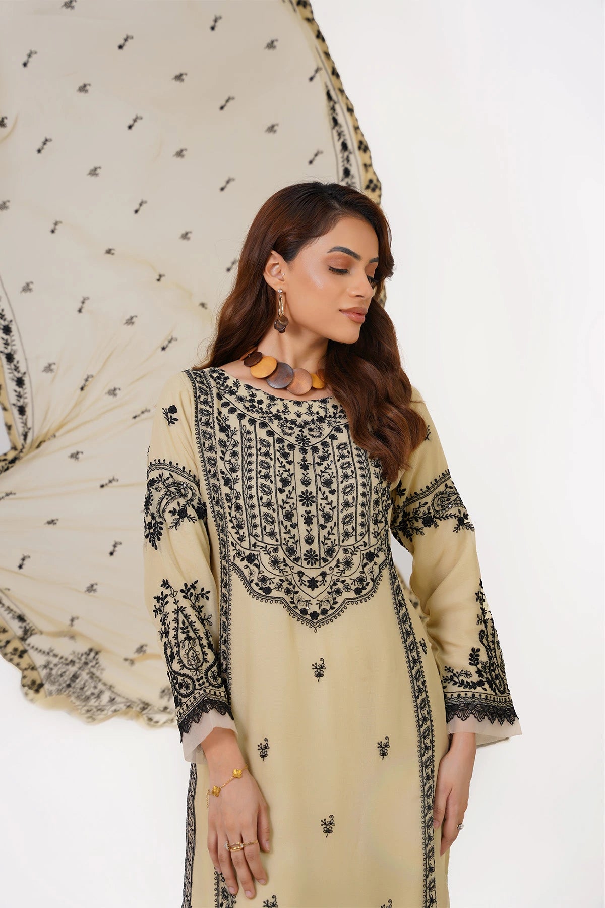 Khaki Chikankari Kashif Salwar Kameez Suit