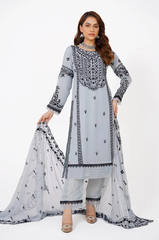 Grey Chikankari Kashif Salwar Kameez Suit