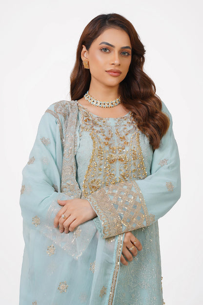 Light Blue Heavy Embroidered Kashif Collection