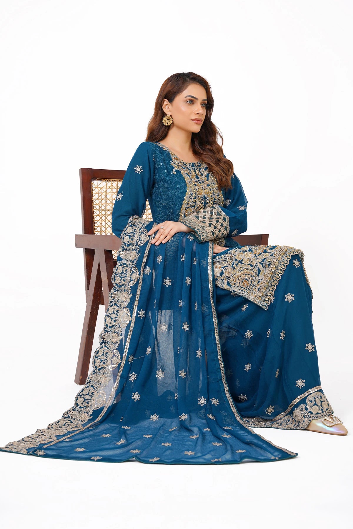 Light Blue Heavy Embroidered Kashif Collection