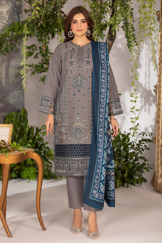 Lush Grey Khaddar Chikankari Salwar Kameez