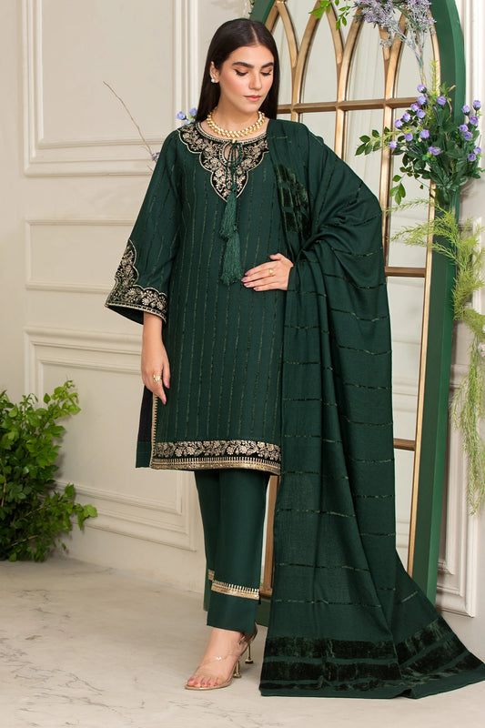 Majestic Green Pashmina Velvet Co-ord Set
