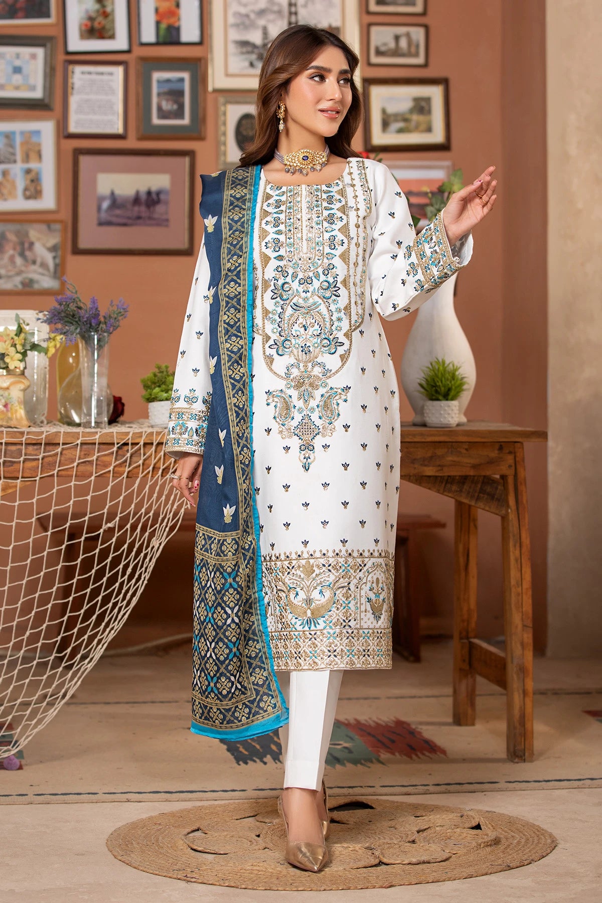 Ivory Elegance Silk Salwar Kameez