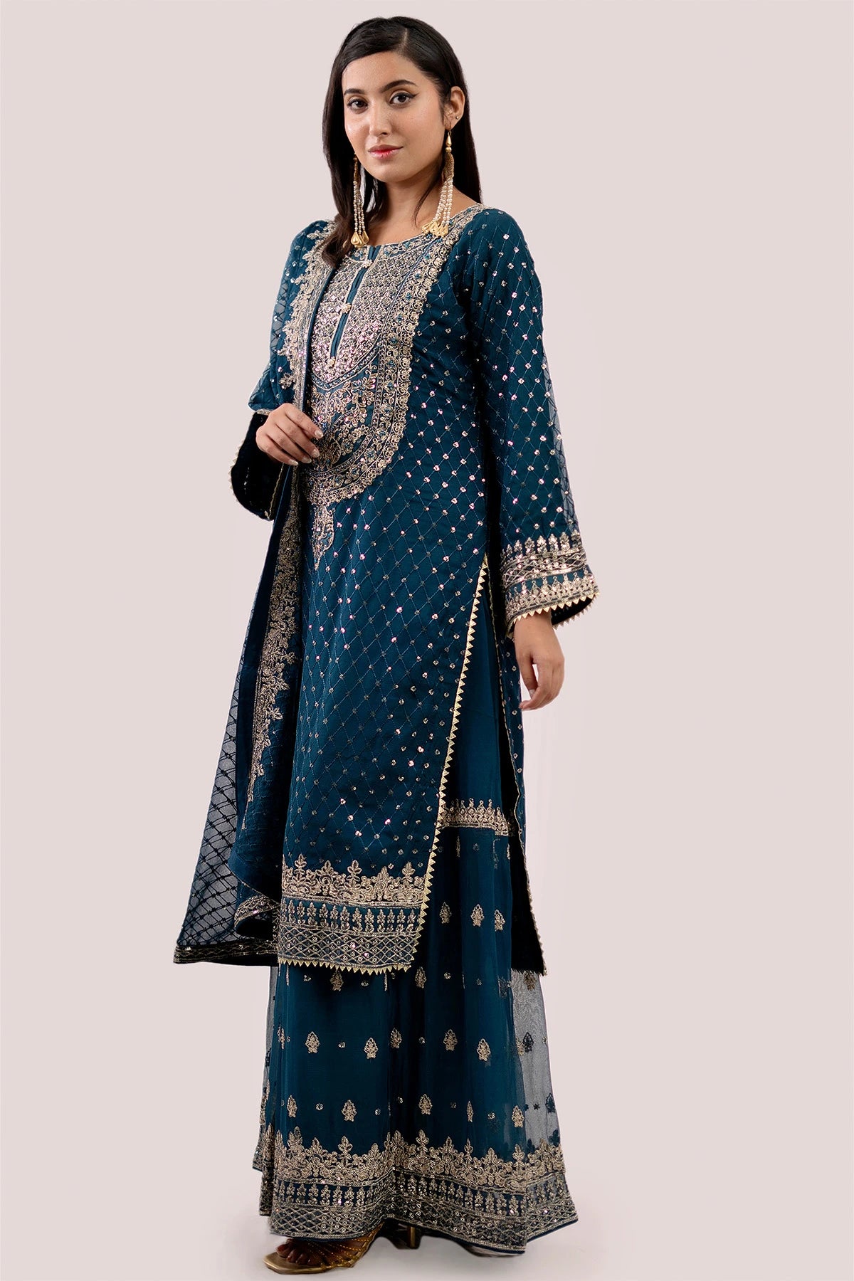 Zeenat Collection Design 3 – Teal Embellished Gharara Suit