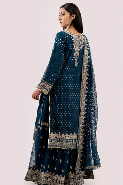 Zeenat Collection Design 3 – Teal Embellished Gharara Suit