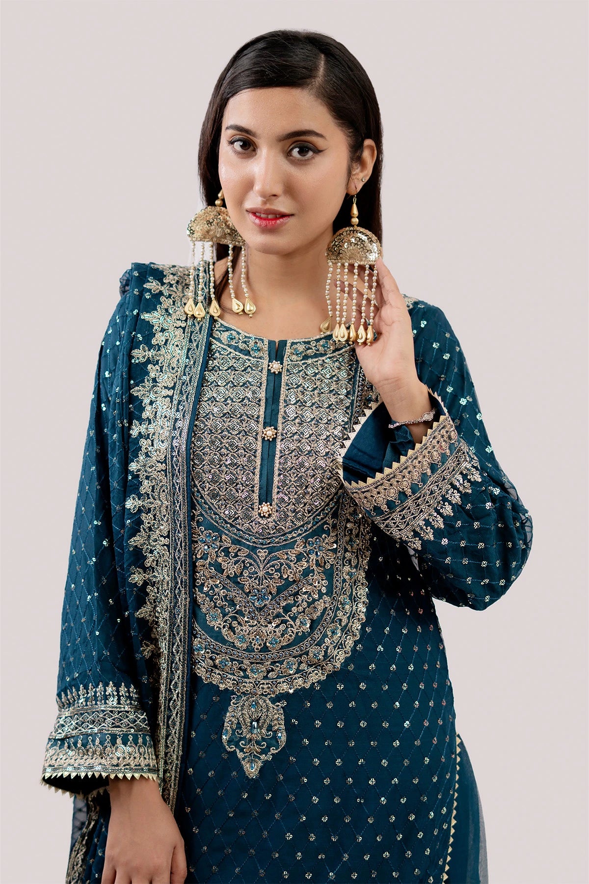 Zeenat Collection Design 3 – Teal Embellished Gharara Suit