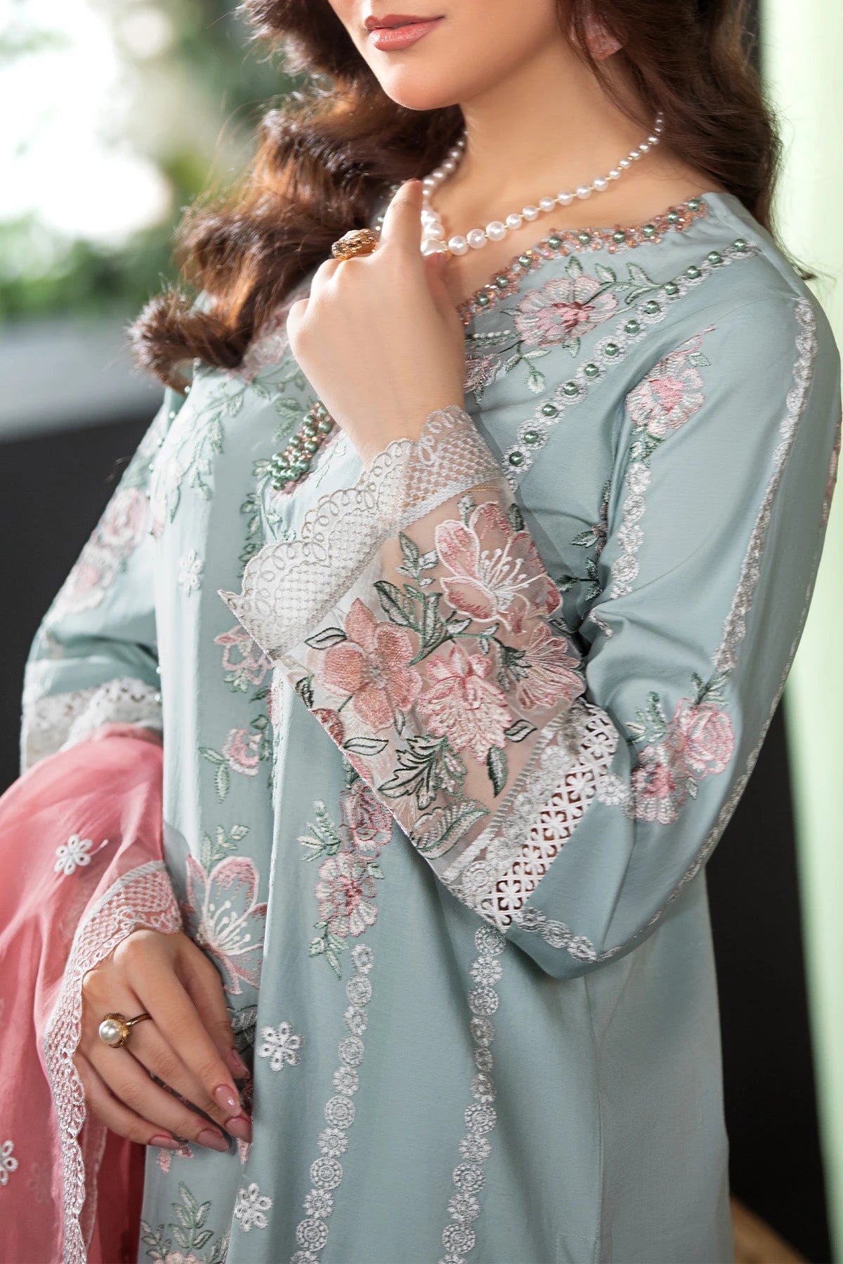 Meadow Green Mehek Floral Embroidered Salwar Kameez Suit