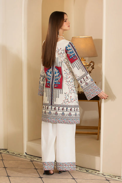 Moroccan White Mehek Mirrorwork Embroidered Palazzo Kameez Suit