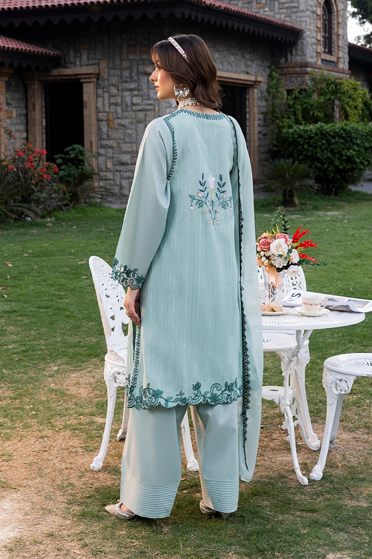 Sky Blue Mehek Farshi Shalwar Suit