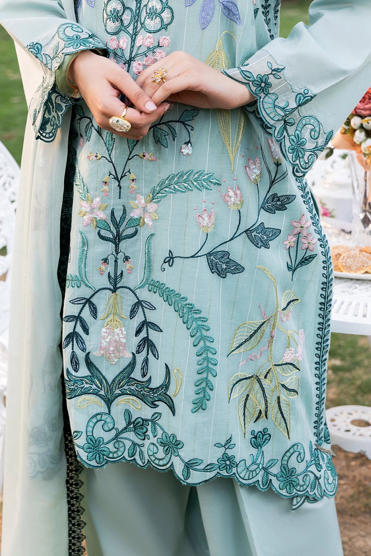 Sky Blue Mehek Farshi Shalwar Suit