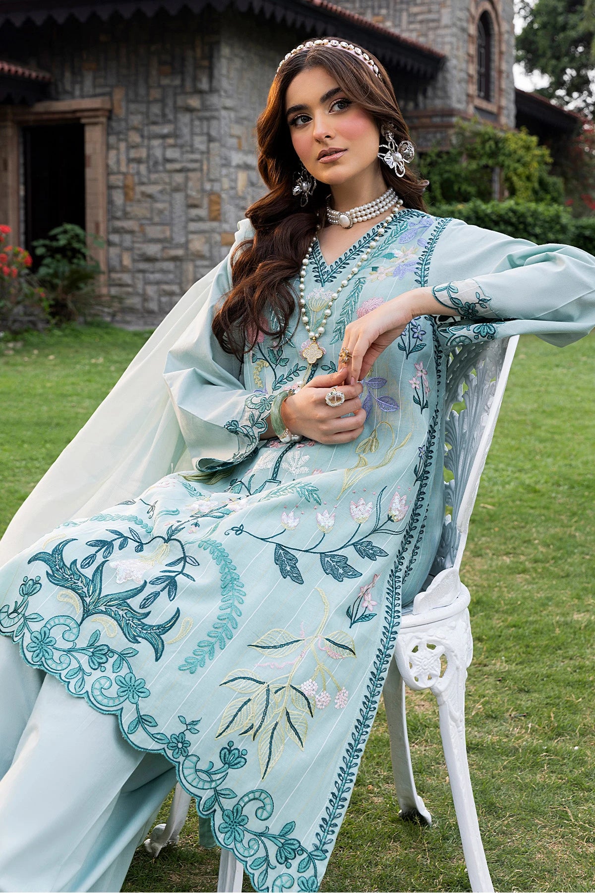 Sky Blue Mehek Farshi Shalwar Suit