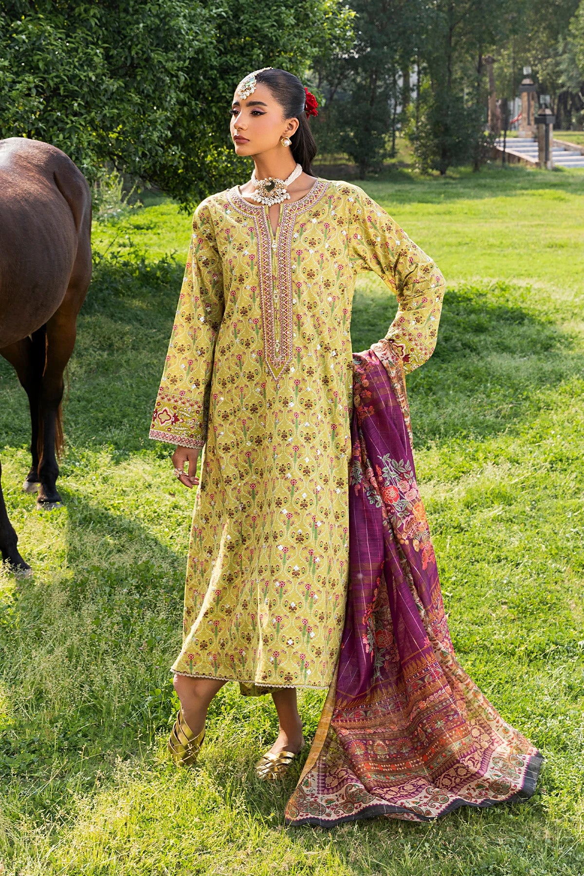 Mehek Lime Green Frock Suit