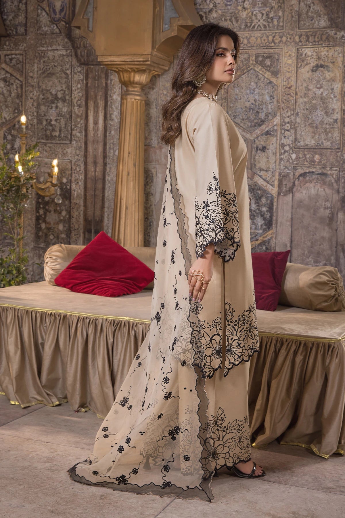 Coffee Nova Mehek Embroidered Trouser Kameez Suit